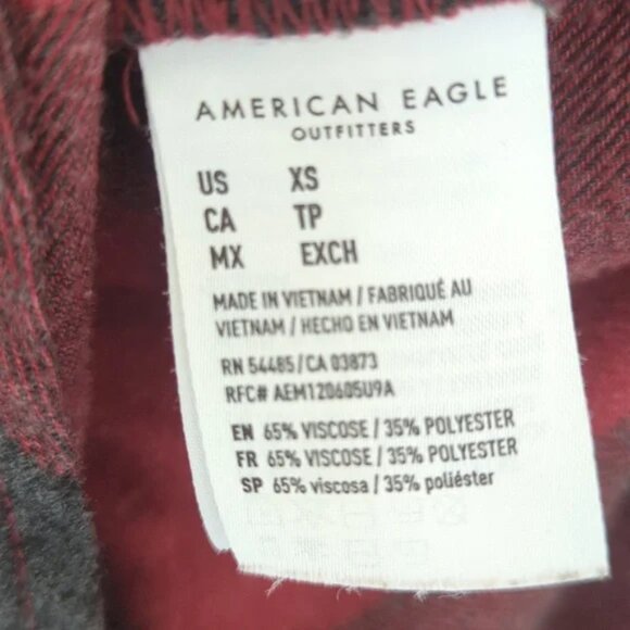 American Eagle Women's buffalo plaid oversized brushed flannel shirt size small - Picture 7 of 7